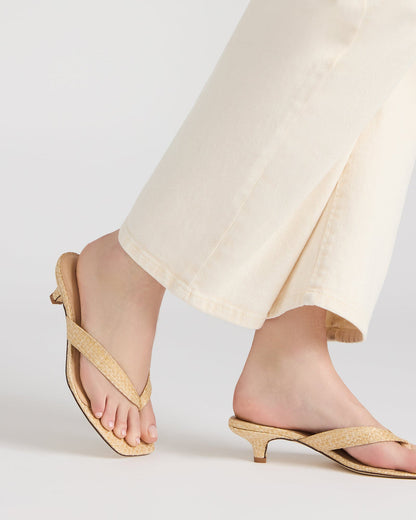 TRACIE Raffia Thong Strap Women's Kitten Heel - Steve Madden