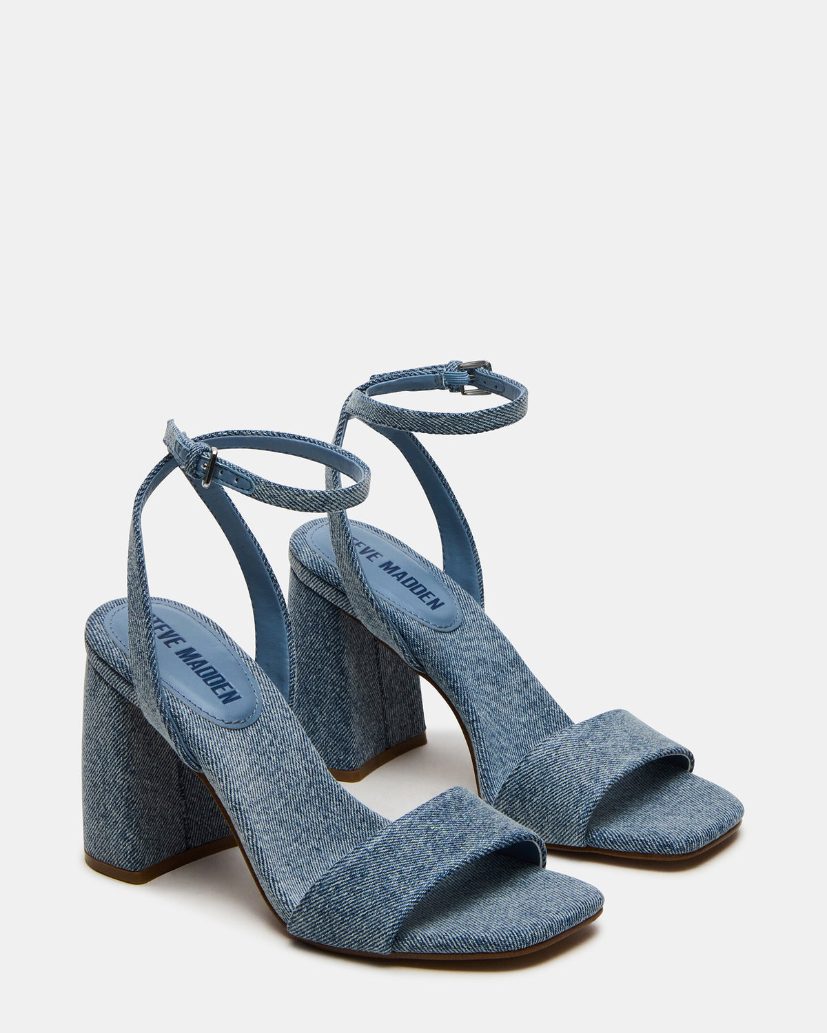 MESSA Denim Fabric Women's Square-Toe Block Heel - Steve Madden