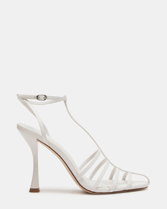 TILDAH White Leather Strappy Rounded Toe Women's Heel - Steve Madden