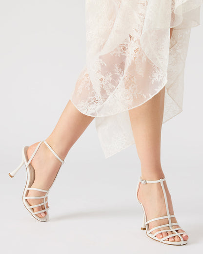 TILDAH White Leather Strappy Rounded Toe Women's Heel - Steve Madden