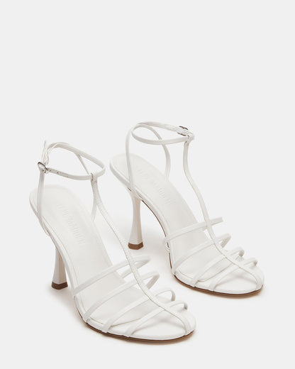 TILDAH White Leather Strappy Rounded Toe Women's Heel - Steve Madden