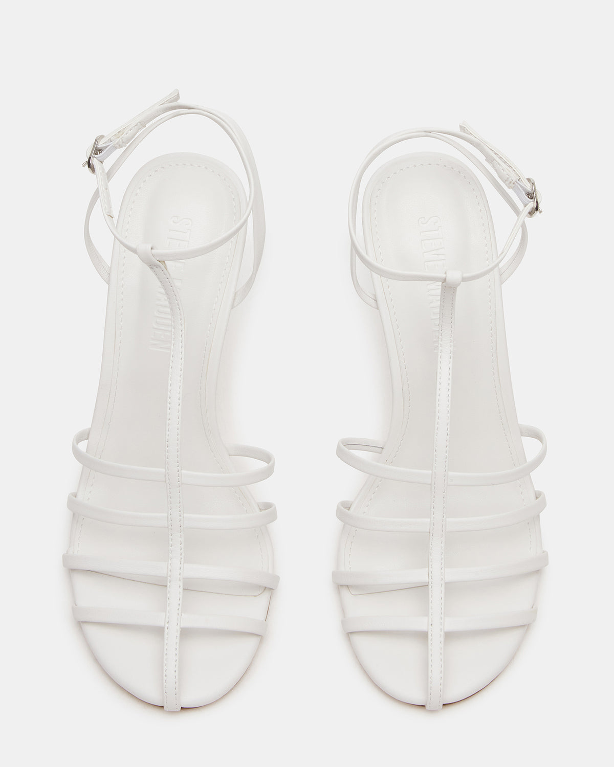 TILDAH White Leather Strappy Rounded Toe Women's Heel - Steve Madden