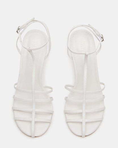 TILDAH White Leather Strappy Rounded Toe Women's Heel - Steve Madden