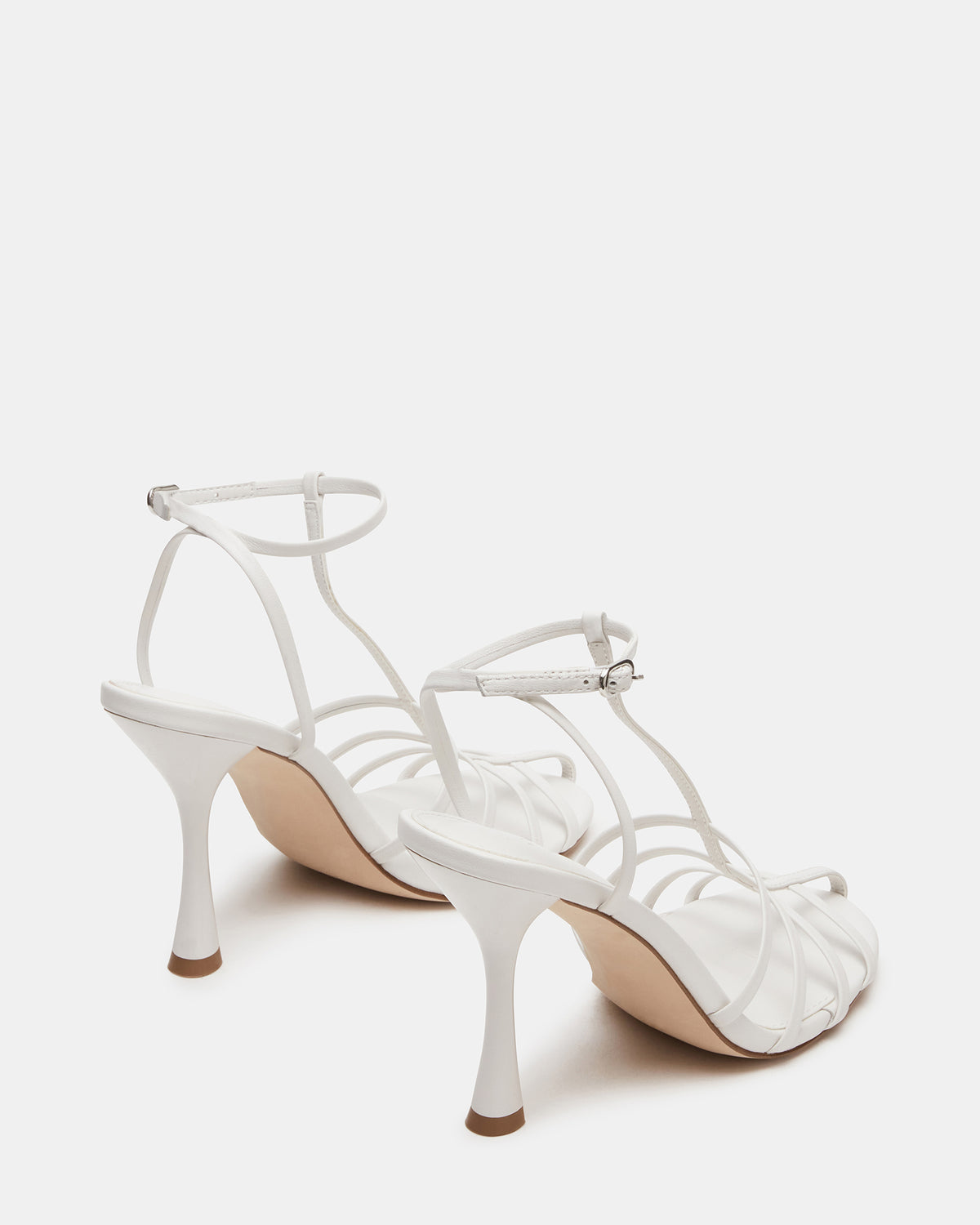 TILDAH White Leather Strappy Rounded Toe Women's Heel - Steve Madden