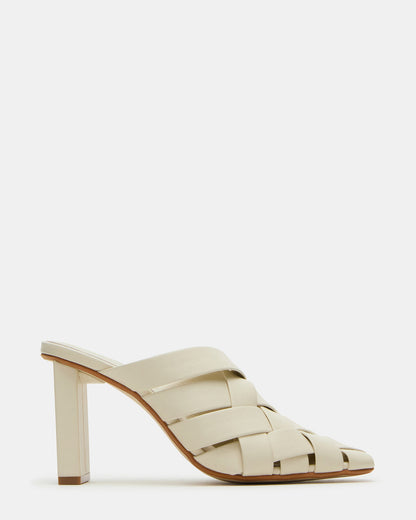 NAKITA White Square-Toe Woven Mule Women's Heel - Steve Madden