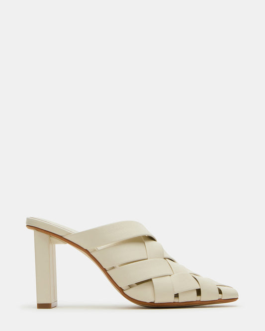 NAKITA White Square-Toe Woven Mule Women's Heel - Steve Madden