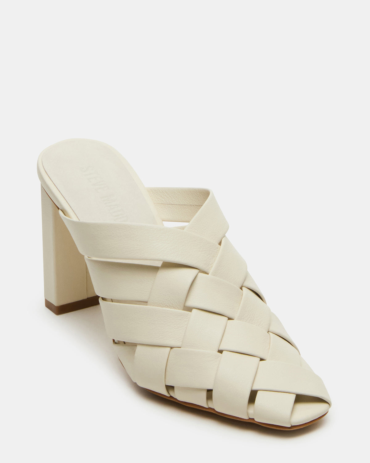 NAKITA White Square-Toe Woven Mule Women's Heel - Steve Madden