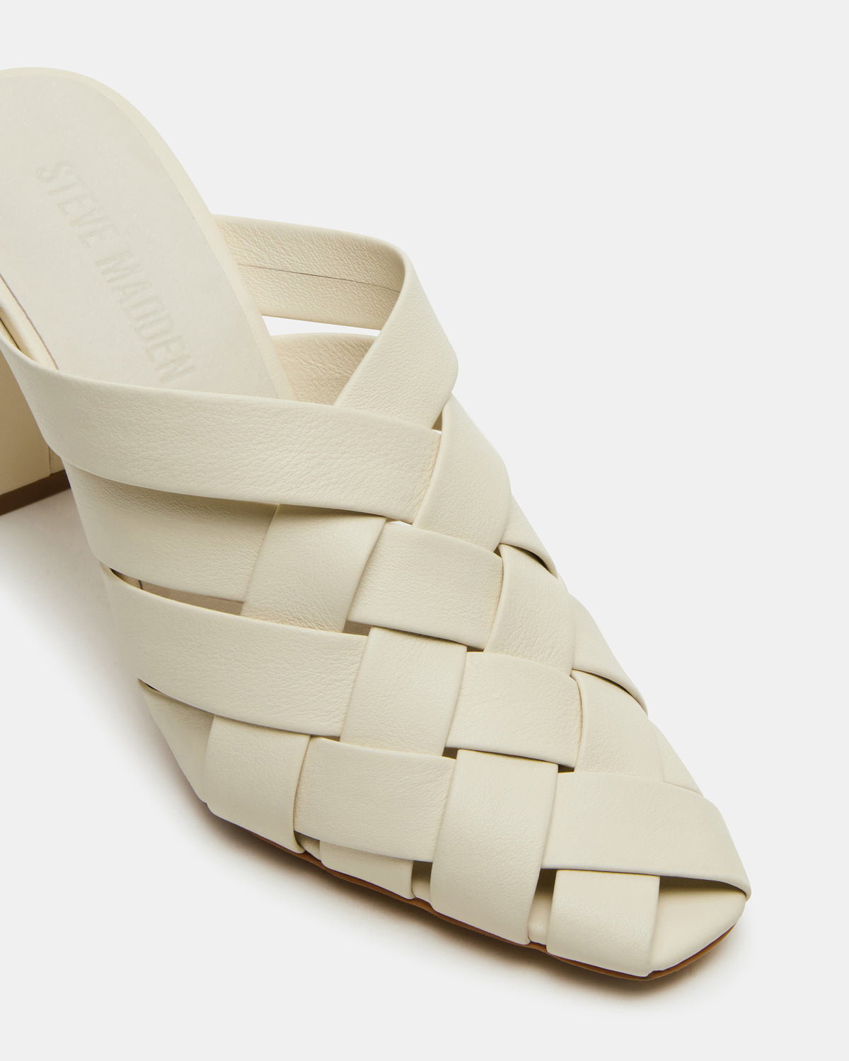 NAKITA White Square-Toe Woven Mule Women's Heel - Steve Madden
