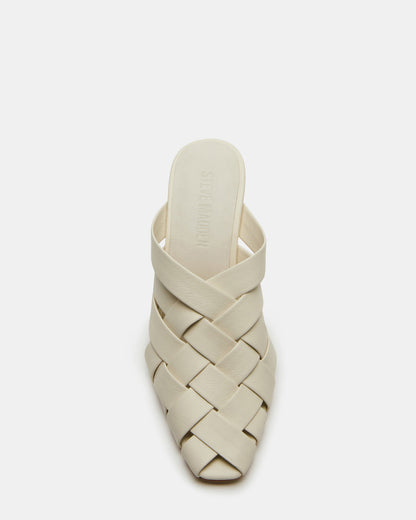 NAKITA White Square-Toe Woven Mule Women's Heel - Steve Madden