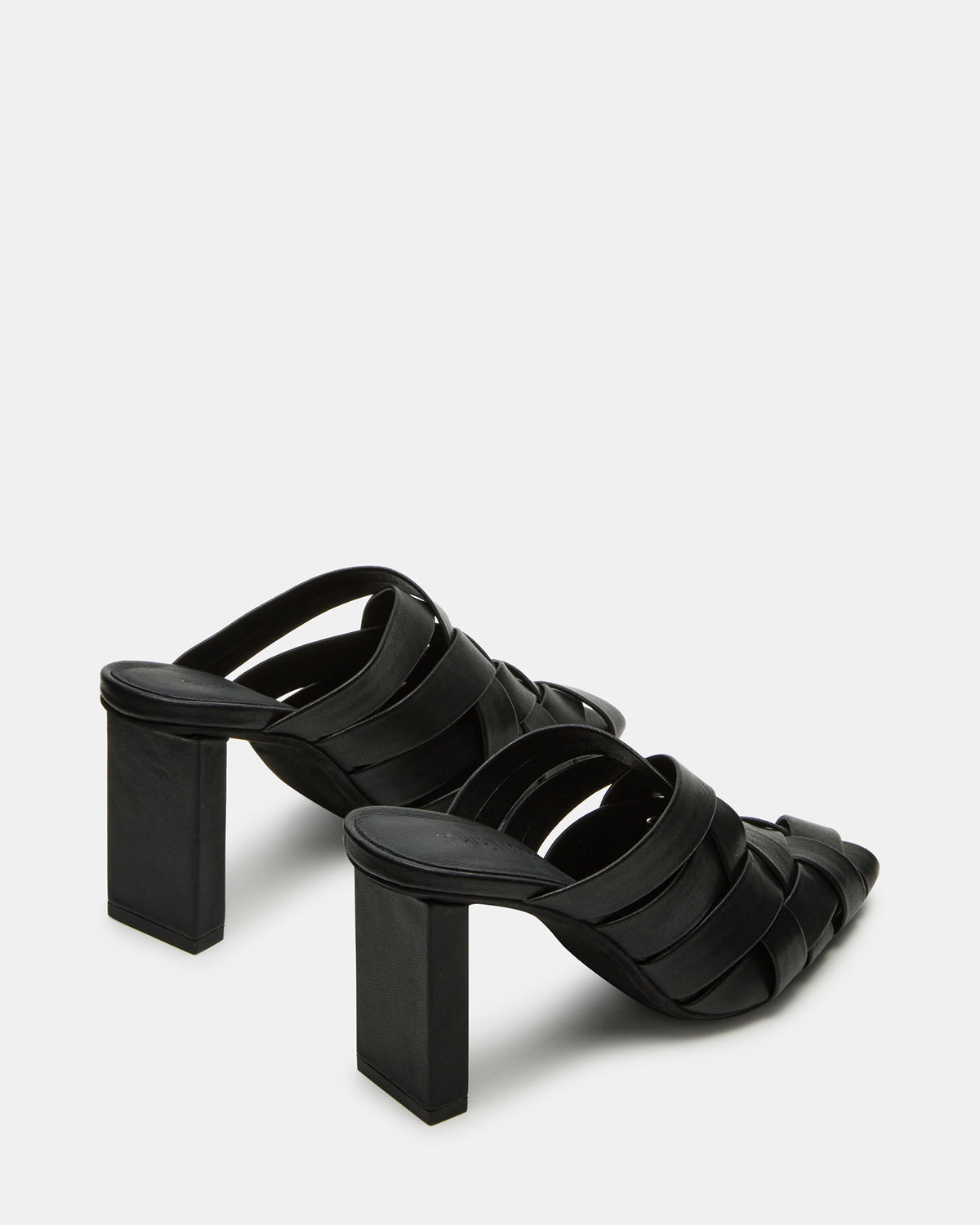 NAKITA Black Square-Toe Woven Mule Women's Heel - Steve Madden