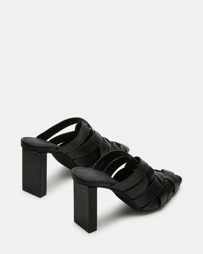 NAKITA Black Square-Toe Woven Mule Women's Heel - Steve Madden