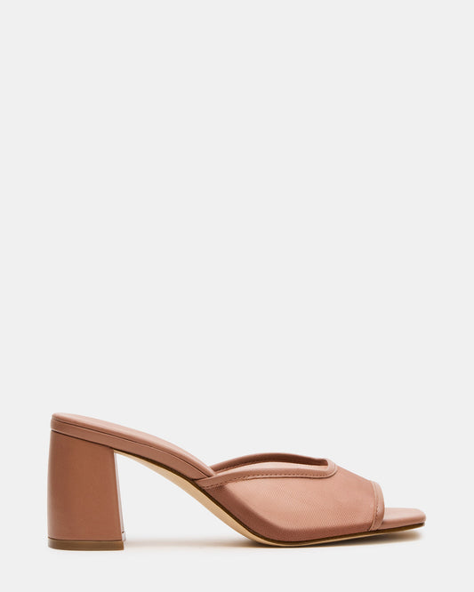MADAME Mocha Square-Toe Mesh Mule Women's Heel - Steve Madden