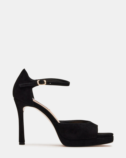 ESTER Black Suede Strappy Heel | Women's Heels - Steve Madden