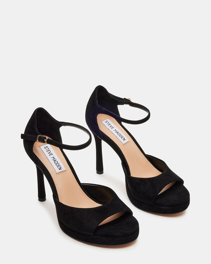 ESTER Black Suede Strappy Heel | Women's Heels - Steve Madden