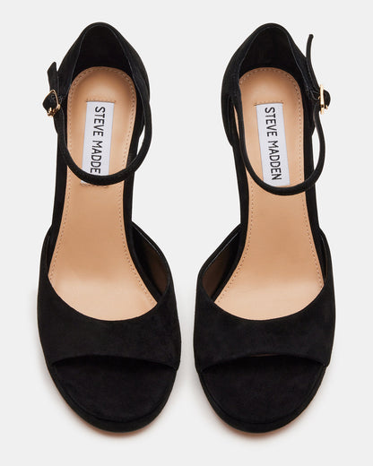 ESTER Black Suede Strappy Heel | Women's Heels - Steve Madden