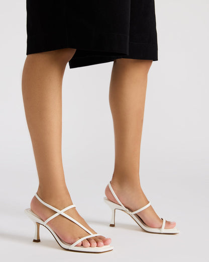 LOCKE White Women's Dainty Strappy Square Toe Heel - Steve Madden