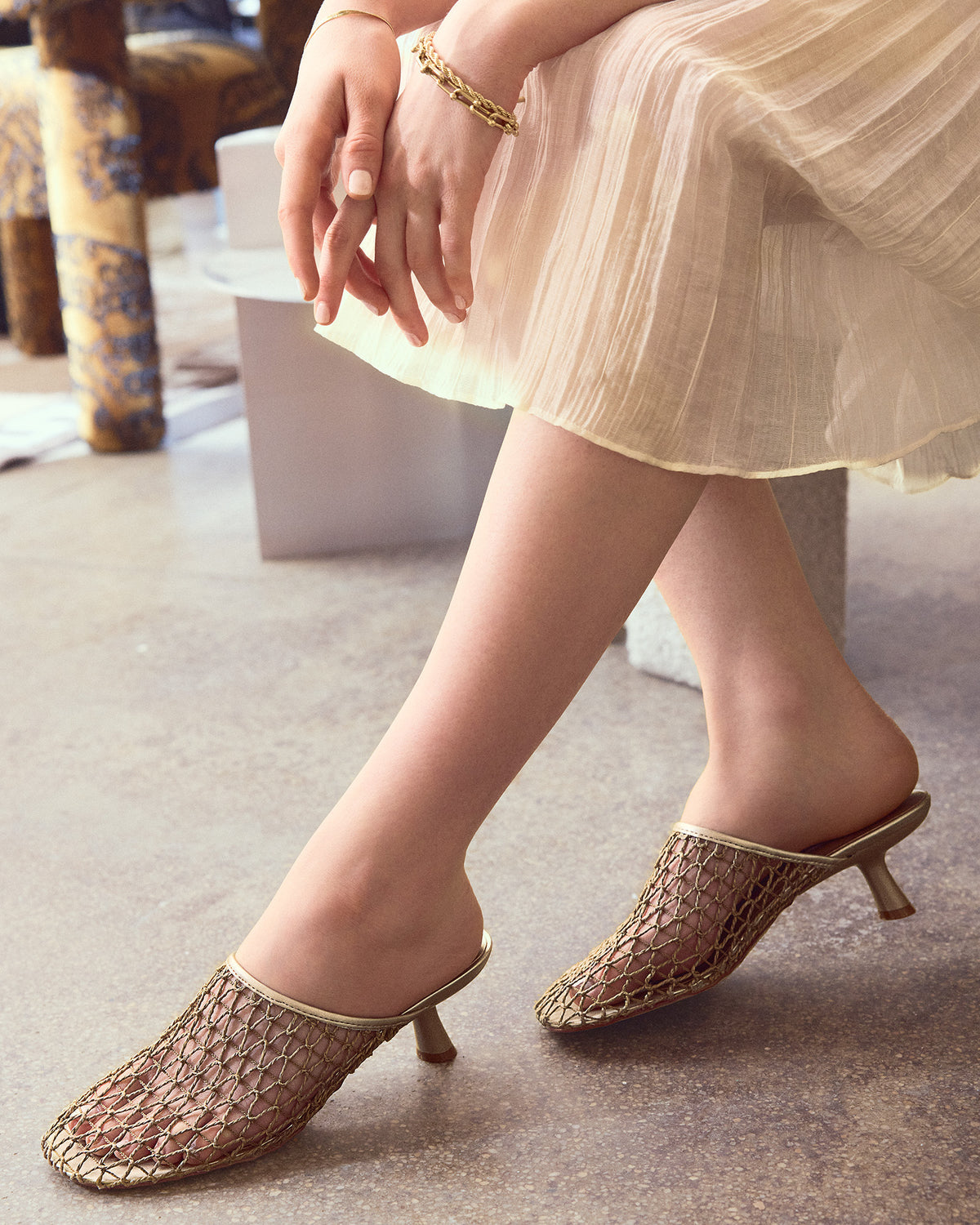 XRAY Gold Women's Caged Net Mule Heel - Steve Madden