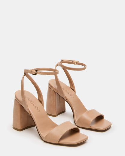 MESSA Natural Leather Women's Square-Toe Block Heel - Steve Madden