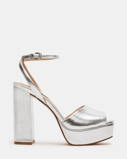 LOURDES Silver Metallic Platform Heel | Women's Heels - Steve Madden