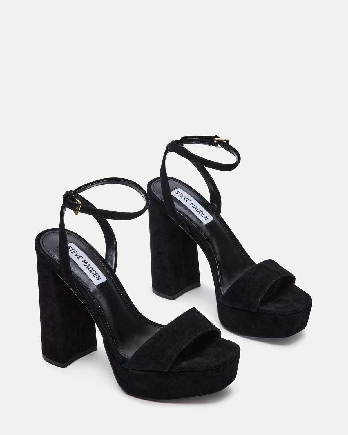 LESSA Black Suede Platform Block Heel | Women's Heels - Steve Madden