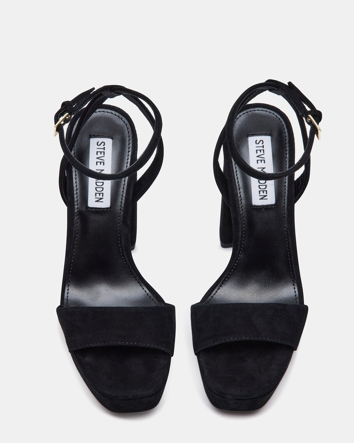 LESSA Black Suede Platform Block Heel | Women's Heels - Steve Madden