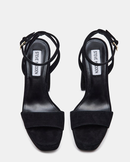 LESSA Black Suede Platform Block Heel | Women's Heels - Steve Madden