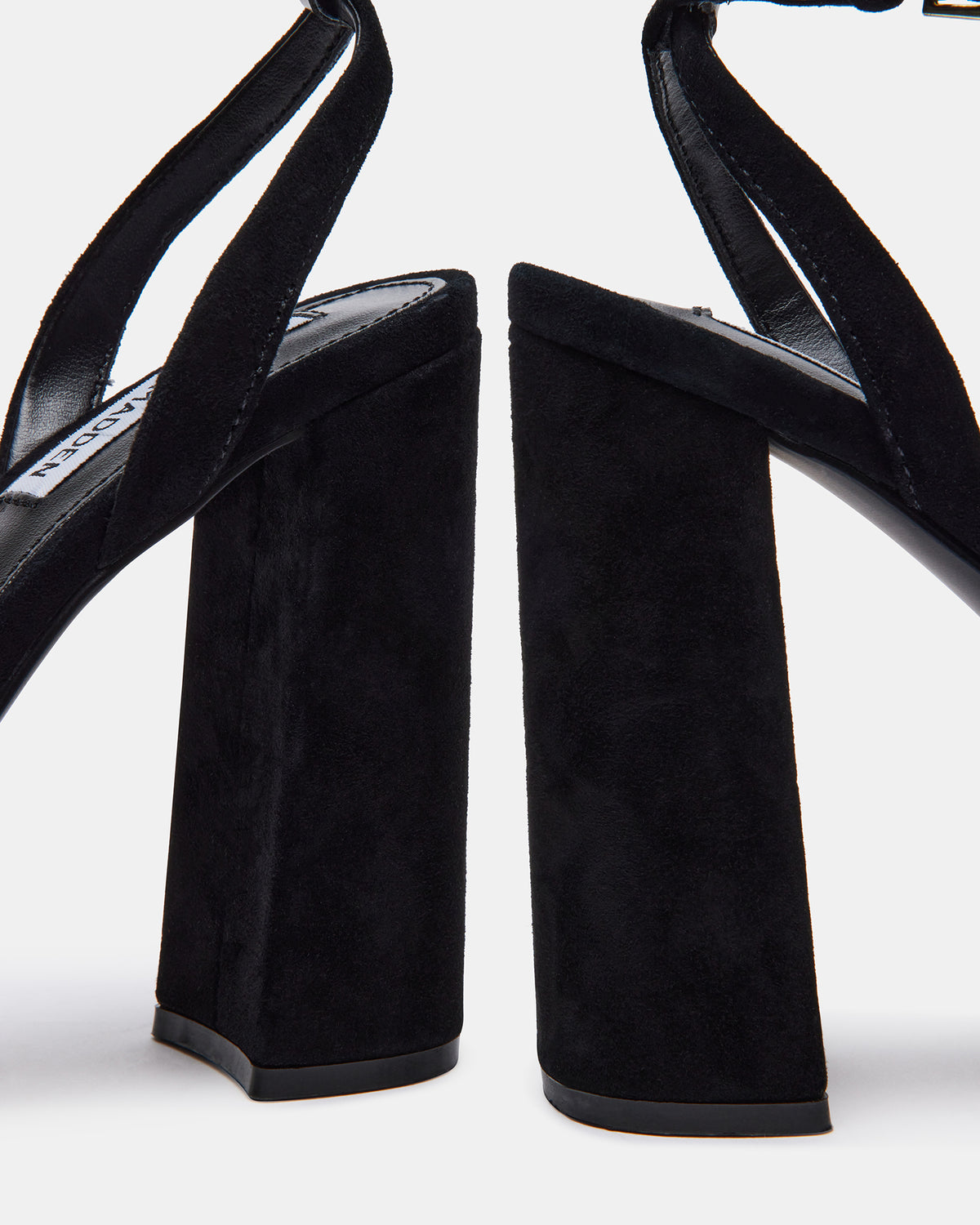LESSA Black Suede Platform Block Heel | Women's Heels - Steve Madden