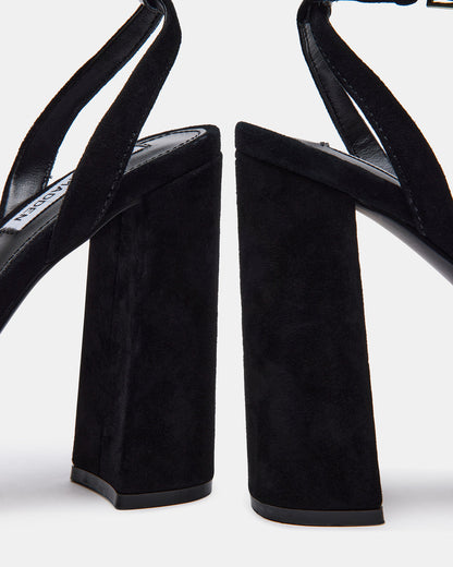 LESSA Black Suede Platform Block Heel | Women's Heels - Steve Madden
