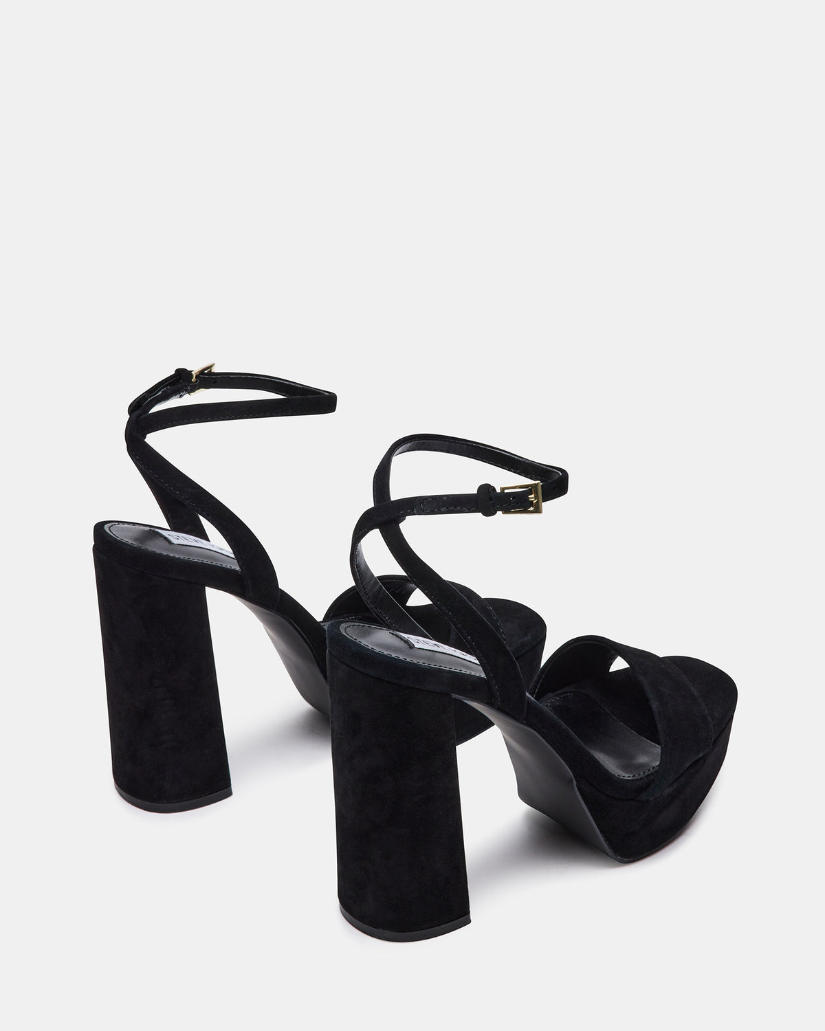 LESSA Black Suede Platform Block Heel | Women's Heels - Steve Madden
