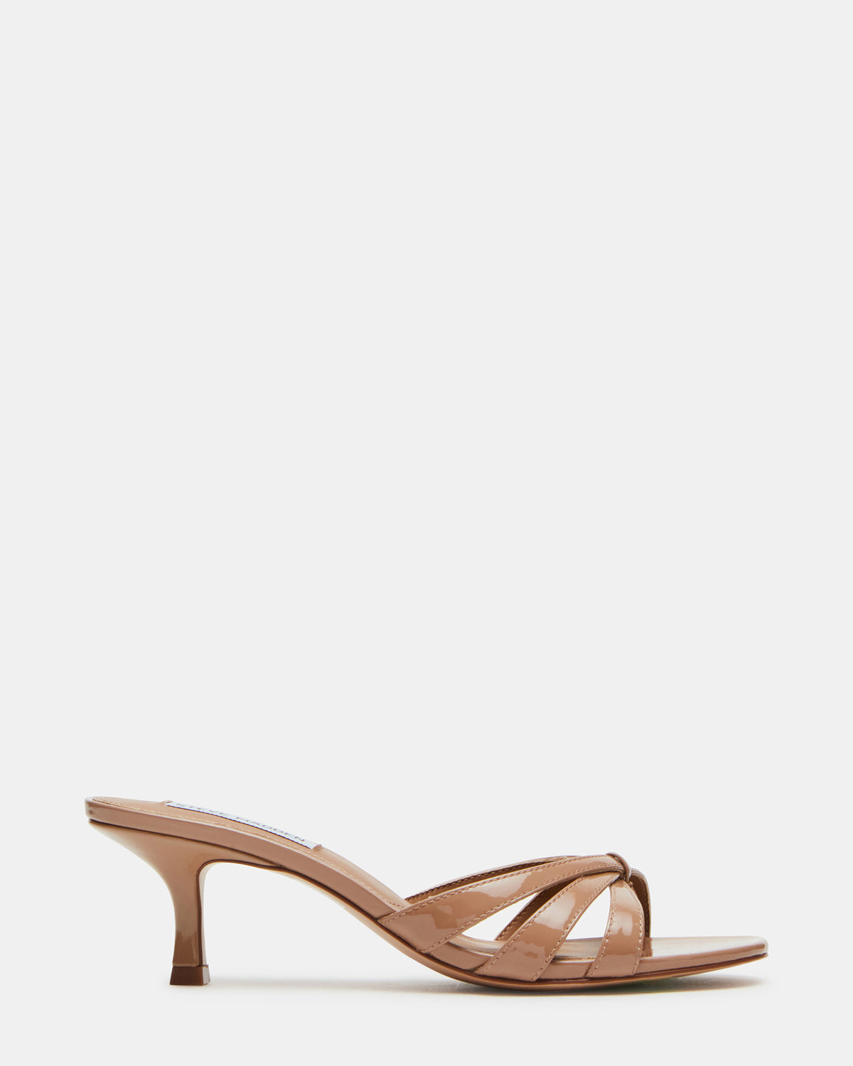 CARY Tan Patent Leather Square-Toe Strappy Mule Women's Heel - Steve Madden