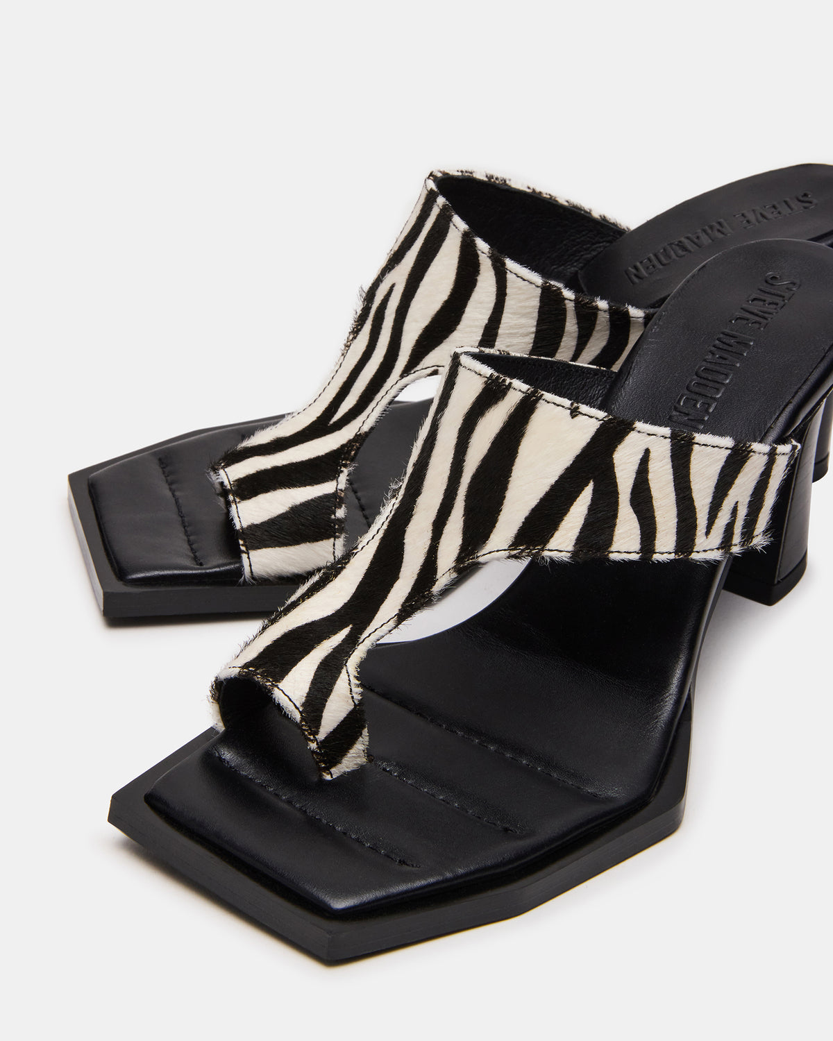ALAMEDA Zebra Square-Toe Mule Women's Heel - Steve Madden