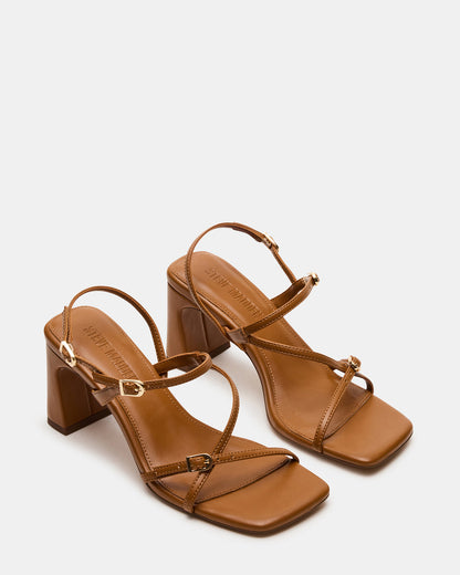 VANTAGE Caramel Women's Square-Toe Strappy Slingback Heel - Steve Madden
