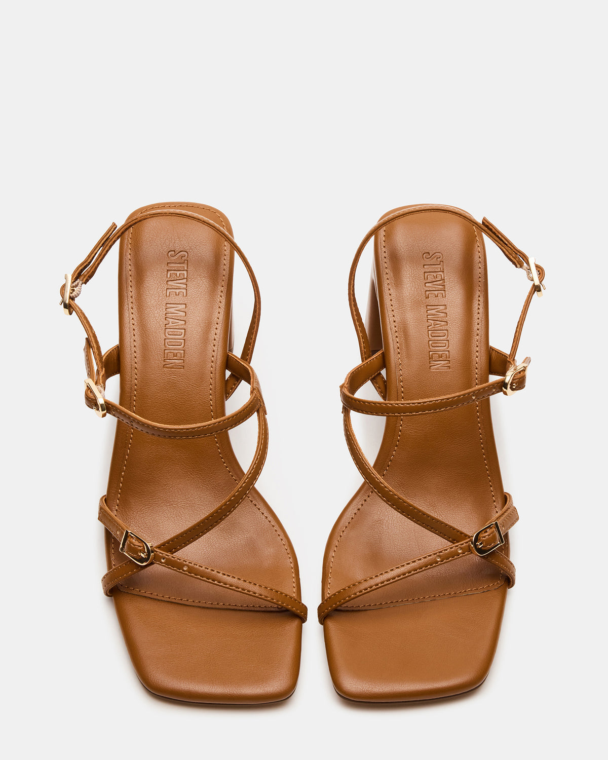 VANTAGE Caramel Women's Square-Toe Strappy Slingback Heel - Steve Madden