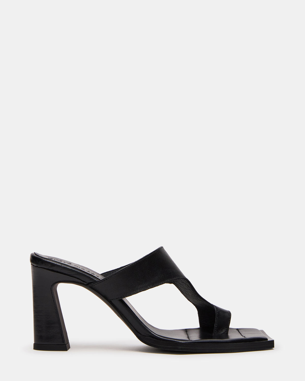 ALAMEDA Black Leather Square-Toe Mule Women's Heel - Steve Madden
