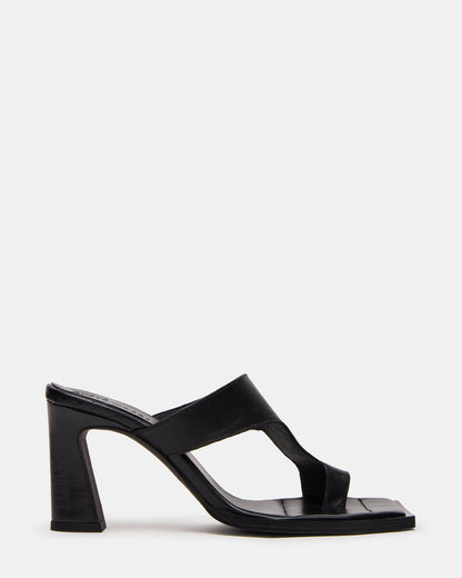 ALAMEDA Black Leather Square-Toe Mule Women's Heel - Steve Madden