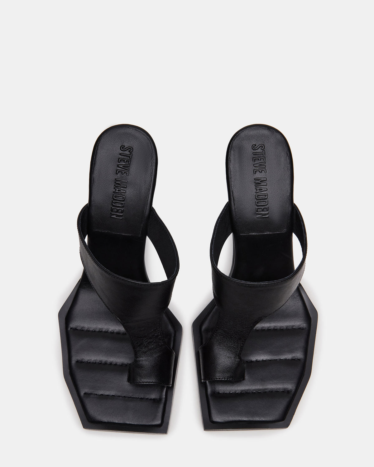 ALAMEDA Black Leather Square-Toe Mule Women's Heel - Steve Madden