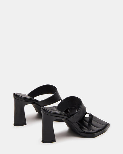 ALAMEDA Black Leather Square-Toe Mule Women's Heel - Steve Madden