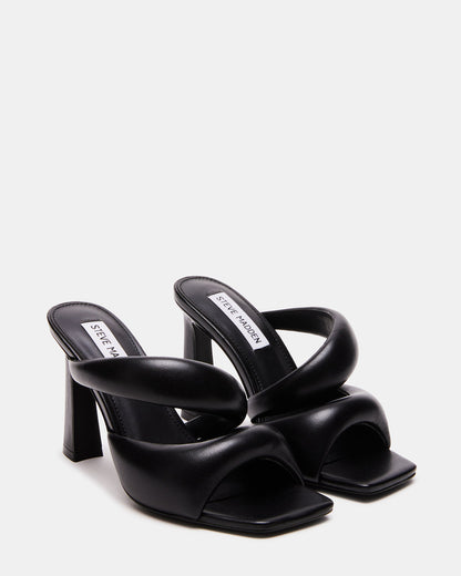 KLOSS Black Tubular Square Toe Mule | Women's Heels - Steve Madden