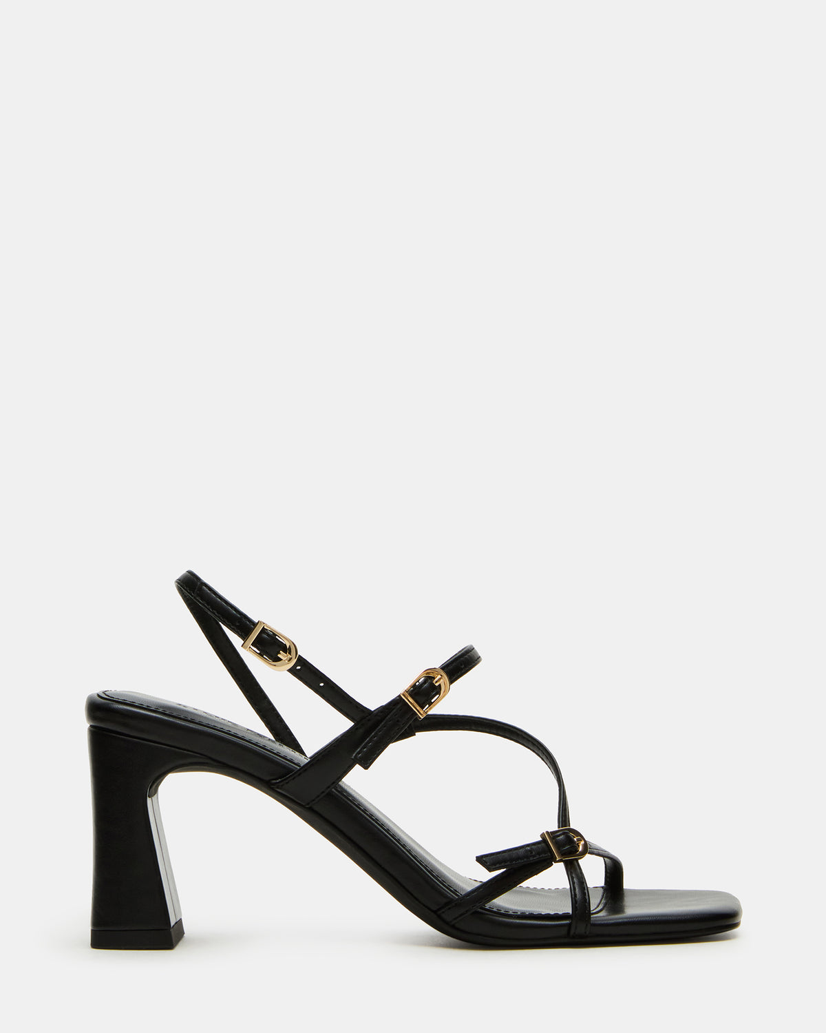 VANTAGE Black Women's Square-Toe Strappy Slingback Heel - Steve Madden