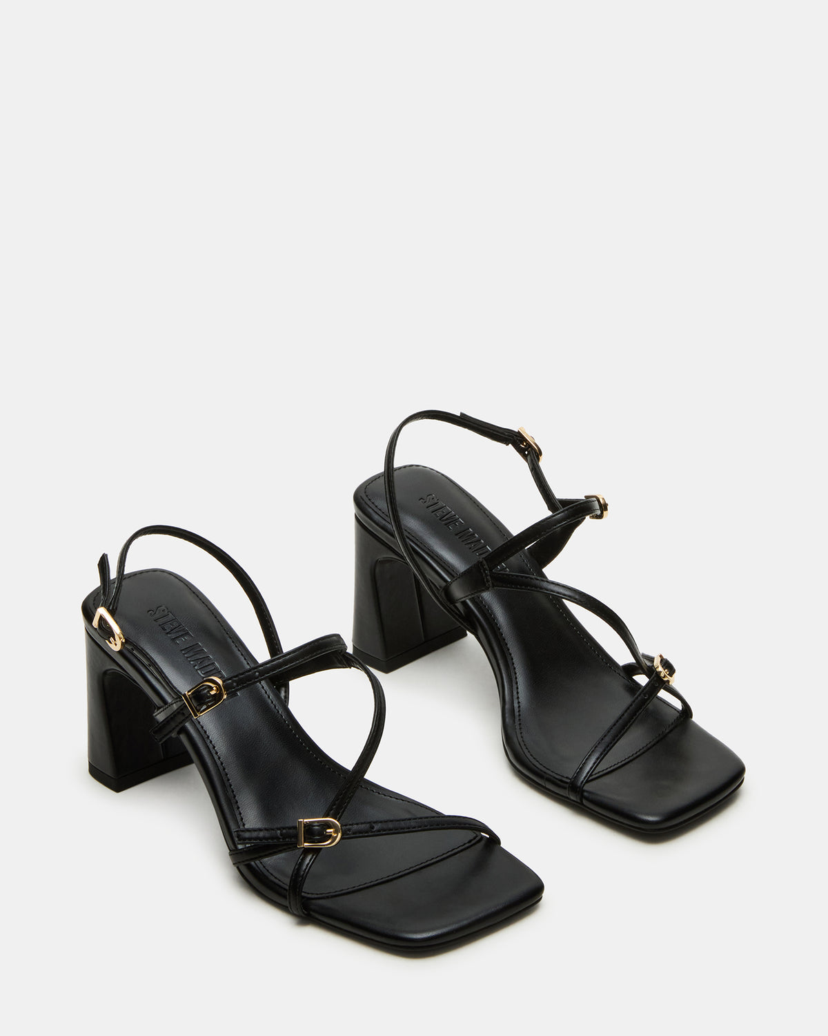 VANTAGE Black Women's Square-Toe Strappy Slingback Heel - Steve Madden