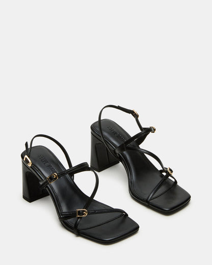 VANTAGE Black Women's Square-Toe Strappy Slingback Heel - Steve Madden
