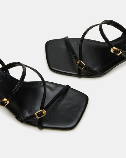 VANTAGE Black Women's Square-Toe Strappy Slingback Heel - Steve Madden