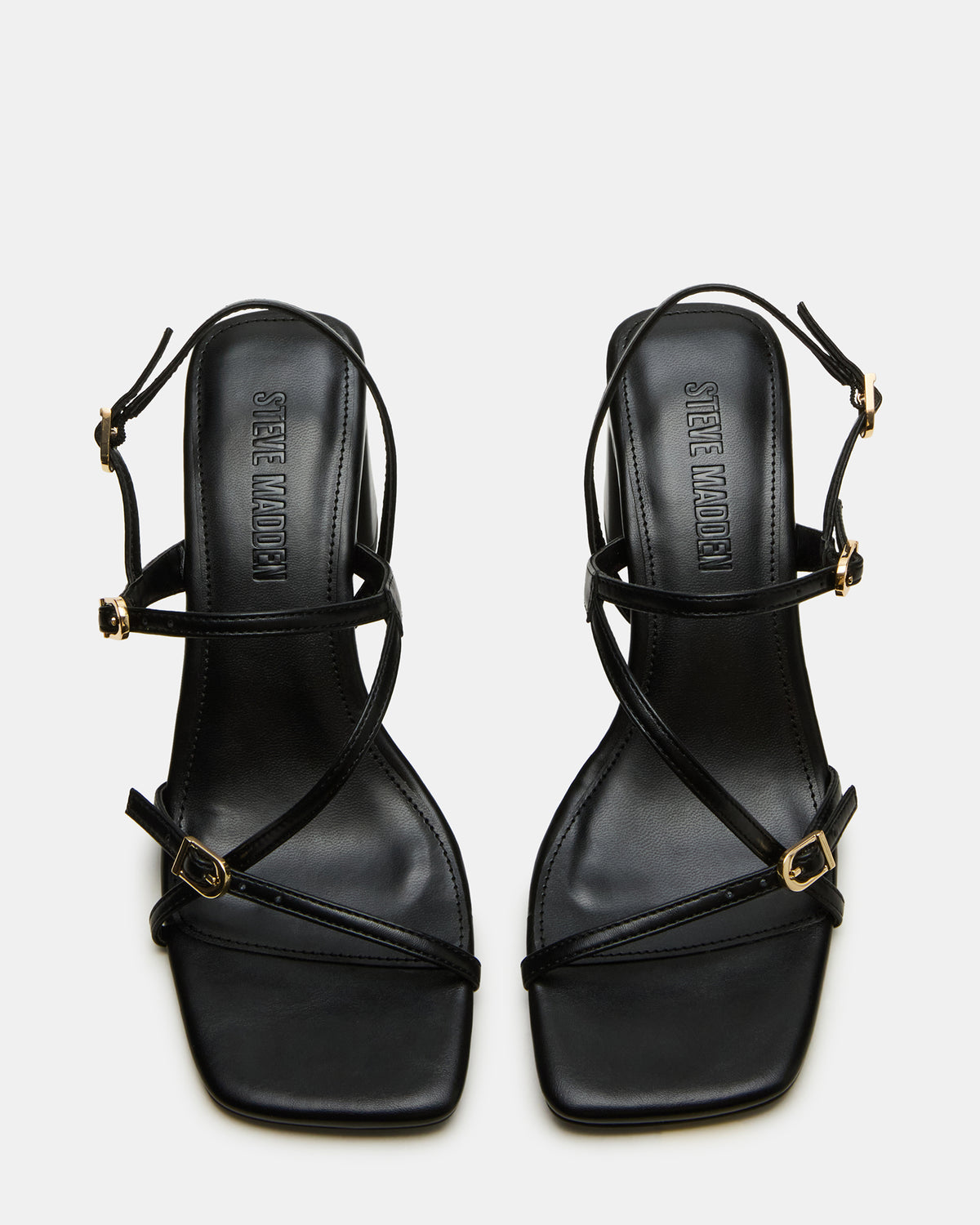 VANTAGE Black Women's Square-Toe Strappy Slingback Heel - Steve Madden