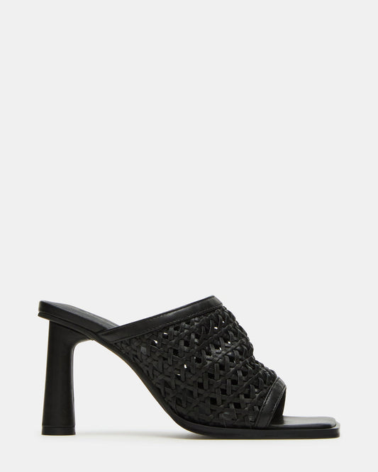 FRESCA Black Woven Square-Toe Mule Women's Heel - Steve Madden