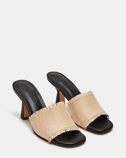 CRESCENT Raffia Square Toe Mule Heel | Women's Heels - Steve Madden