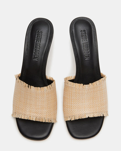 CRESCENT Raffia Square Toe Mule Heel | Women's Heels - Steve Madden