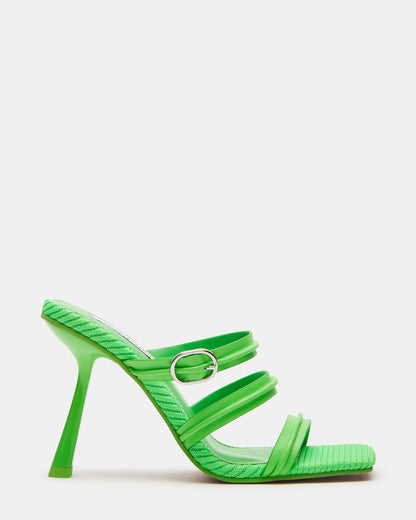 TRIN Green Strappy Square Toe Mule | Women's Heels - Steve Madden