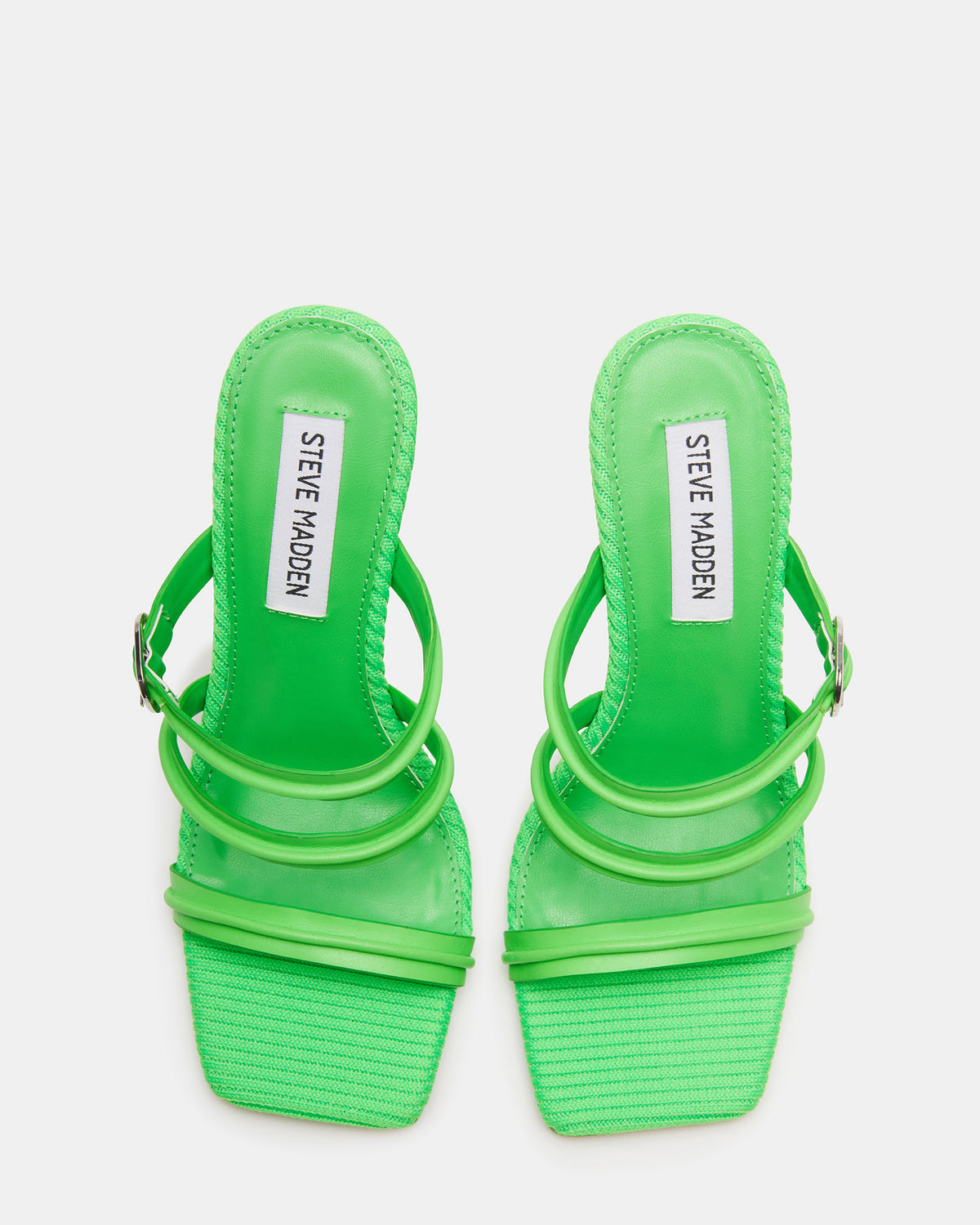 TRIN Green Strappy Square Toe Mule | Women's Heels - Steve Madden
