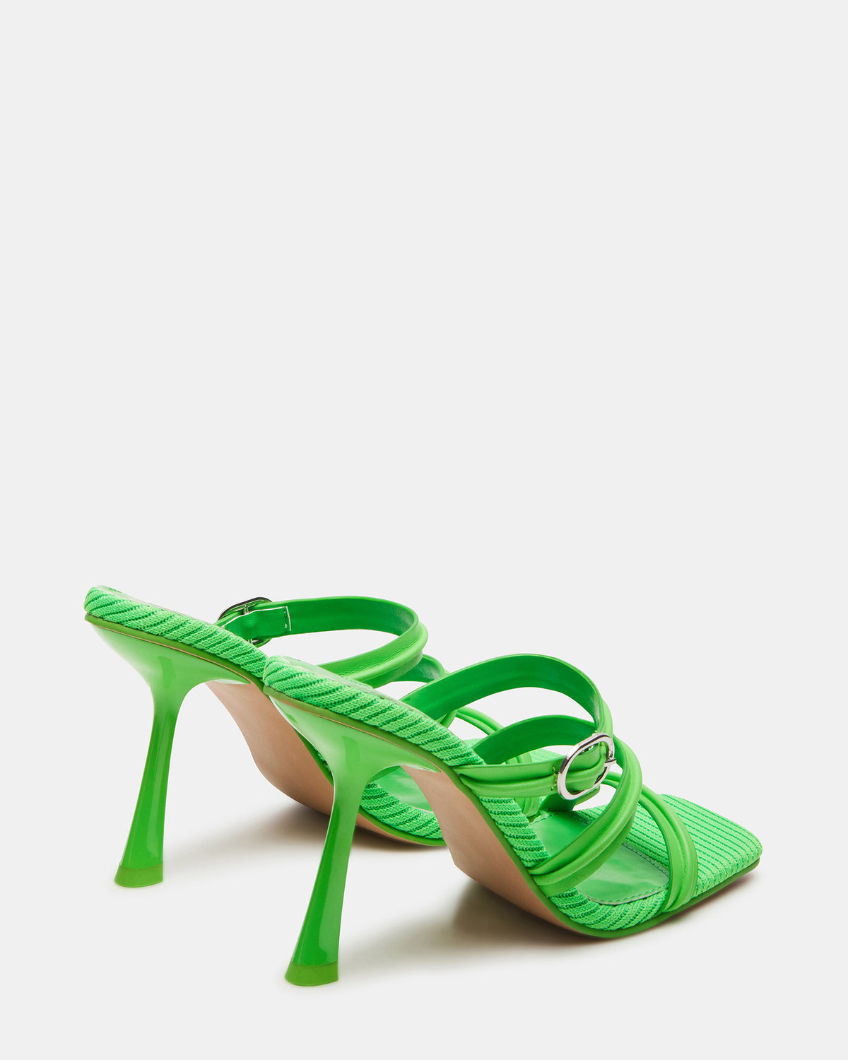 TRIN Green Strappy Square Toe Mule | Women's Heels - Steve Madden