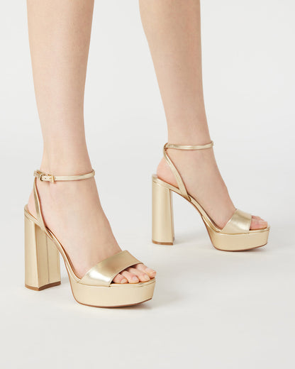 LESSA Bone Patent Platform Block Heel | Women's Heels - Steve Madden
